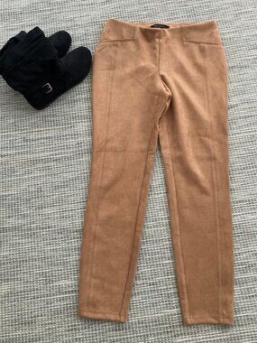 Zac & Rachel Camel Color Faux Suede Pant Medium